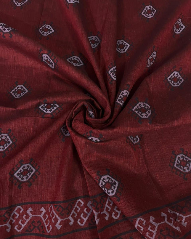 Pure Cotton Print Dress Material in Half White Colour | Ethnic Wear Fabric