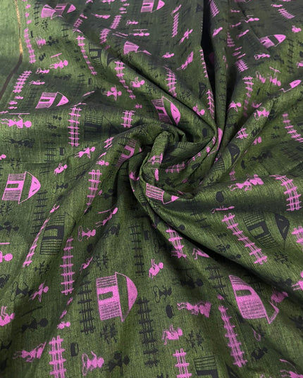 Pure Cotton Village Print Dress Material in Pink Colour | Ethnic Wear Fabric