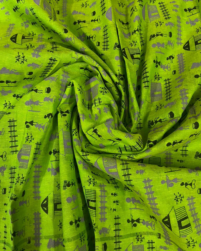 Pure Cotton Village Print Dress Material in Gray Colour | Ethnic Wear Fabric