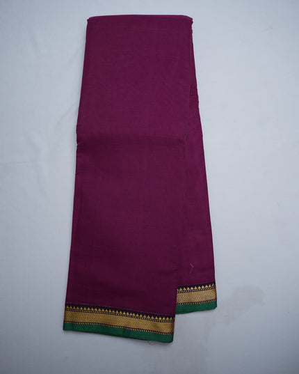 Narayanapet Mercerized Cotton Saree in Rich Magenta Pink with Traditional Small Border | Soft Finish & Lightweight Drape