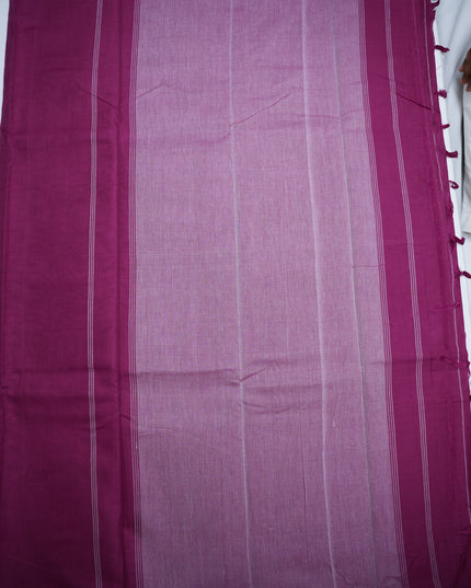 Narayanapet Mercerized Cotton Saree in Rich Magenta Pink with Traditional Small Border | Soft Finish & Lightweight Drape