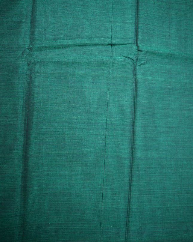 Narayanapet Mercerized Cotton Saree in Deep Teal Green with Traditional Small Border | Soft Finish & Lightweight Drape