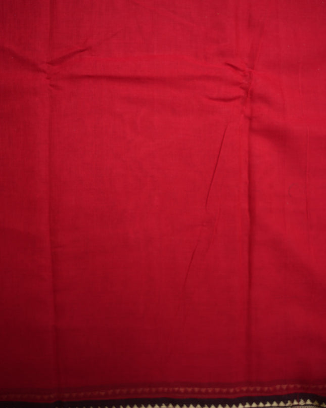Narayanapet Mercerized Cotton Saree in Vibrant Rani Pink with Traditional Small Border | Soft Finish & Lightweight Drape