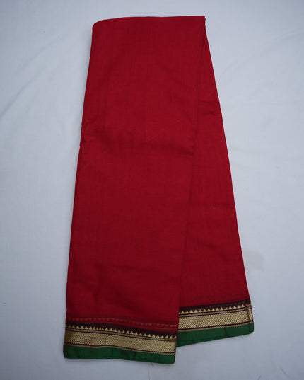 Narayanapet Mercerized Cotton Saree in Vibrant Rani Pink with Traditional Small Border | Soft Finish & Lightweight Drape