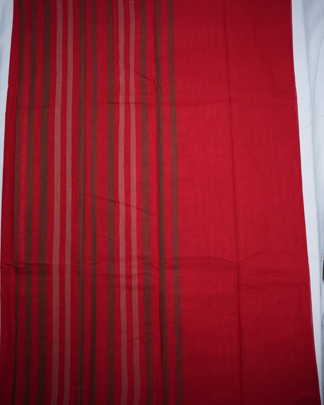 Narayanapet Mercerized Cotton Saree in Vibrant Rani Pink with Traditional Small Border | Soft Finish & Lightweight Drape
