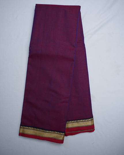 Narayanapet Mercerized Cotton Saree in Royal Purple with Traditional Small Border | Soft Finish & Lightweight Drape