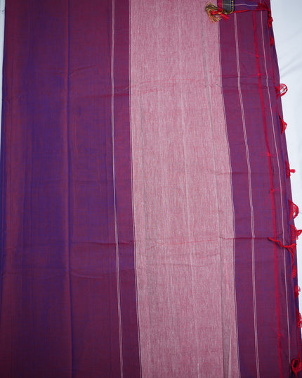 Narayanapet Mercerized Cotton Saree in Royal Purple with Traditional Small Border | Soft Finish & Lightweight Drape
