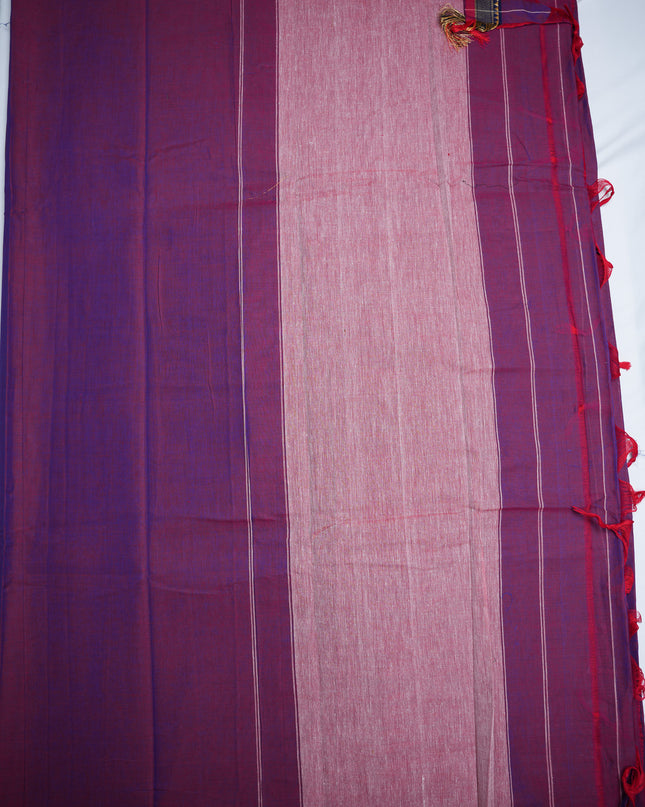 Narayanapet Mercerized Cotton Saree in Royal Purple with Traditional Small Border | Soft Finish & Lightweight Drape