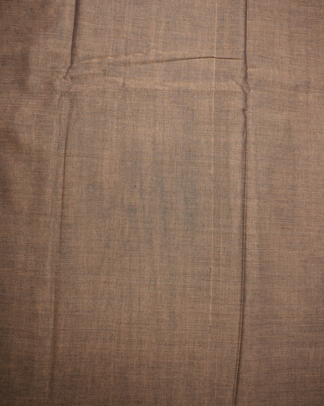 Premium Narayanapet Mercerized Cotton Saree in Smoky Taupe Brown with Elegant Small Border | Soft Finish & Lightweight Drape