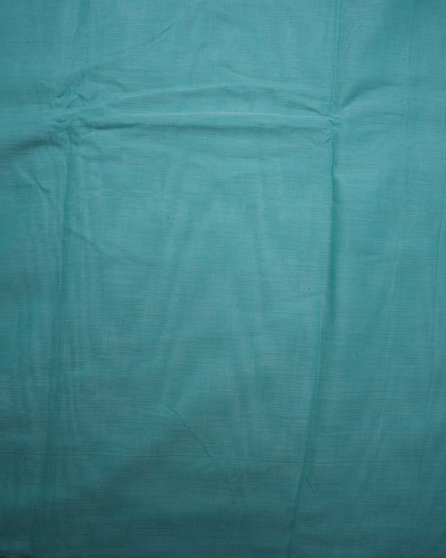 Narayanapet Mercerized Cotton Saree in Refreshing Aqua Blue with Traditional Small Border | Soft Finish & Lightweight Drape