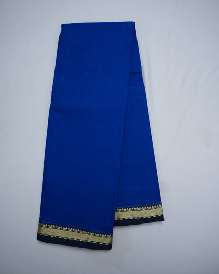 Premium Narayanapet Mercerized Cotton Saree in Royal Cobalt Blue with Elegant small Border | Soft Finish & Lightweight Drape