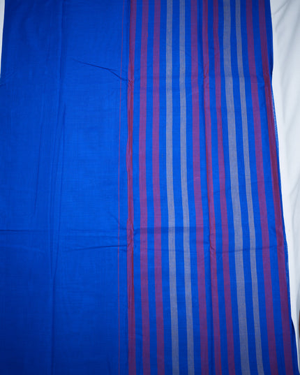 Premium Narayanapet Mercerized Cotton Saree in Royal Cobalt Blue with Elegant small Border | Soft Finish & Lightweight Drape
