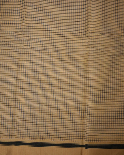 Narayanapet Mercerized Cotton Saree in Elegant Beige Checks with Traditional Border | Soft Finish & Lightweight Drape