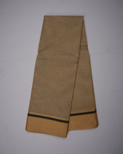 Narayanapet Mercerized Cotton Saree in Elegant Beige Checks with Traditional Border | Soft Finish & Lightweight Drape