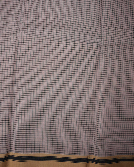 Narayanapet Mercerized Cotton Saree in Elegant Dusty Rose Checks with Traditional Border | Soft Finish & Lightweight Drape