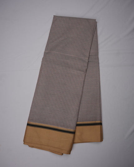 Narayanapet Mercerized Cotton Saree in Elegant Dusty Rose Checks with Traditional Border | Soft Finish & Lightweight Drape