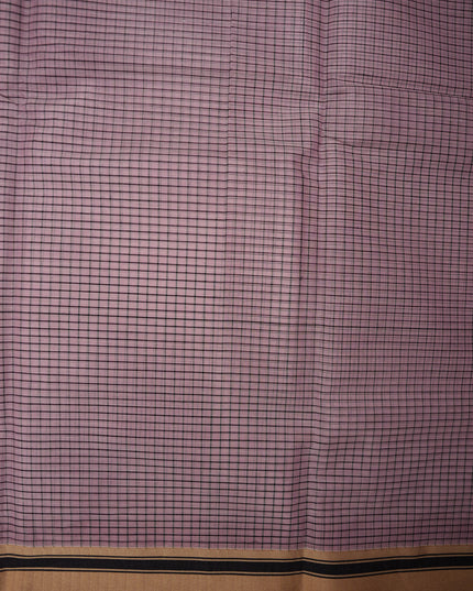 Narayanapet Mercerized Cotton Saree in Elegant Dusty Rose Checks with Traditional Border | Soft Finish & Lightweight Drape