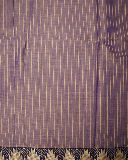 Narayanapet Mercerized Cotton Saree in Elegant Deep Plum Stripes with Traditional Border | Soft Finish & Lightweight Drape