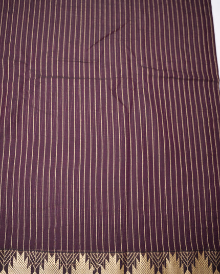 Narayanapet Mercerized Cotton Saree in Elegant Deep Maroon Stripes with Traditional Border | Soft Finish & Lightweight Drape