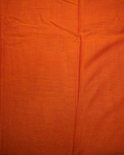 Narayanapet Mercerized Cotton Saree in Vibrant Rust Orange with Traditional Small Border | Soft Finish & Lightweight Drape