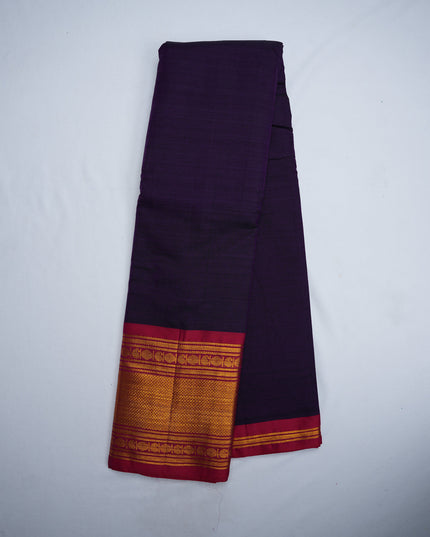 Narayanapet Mercerized Cotton Saree in Elegant Deep Royal Purple with Rich Border | Soft Finish & Lightweight Drape