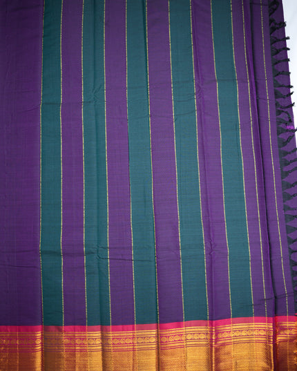 Narayanapet Mercerized Cotton Saree in Elegant Deep Royal Purple with Rich Border | Soft Finish & Lightweight Drape