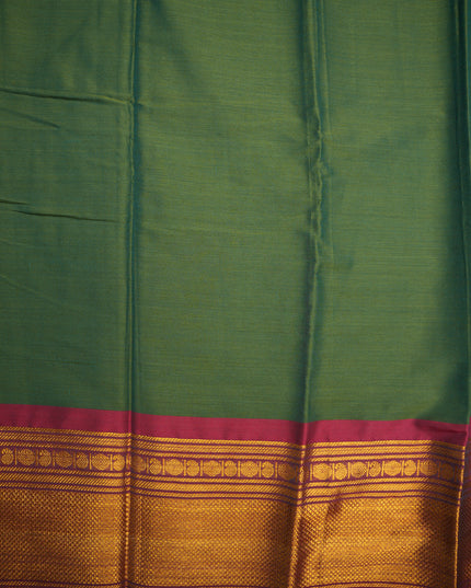 Narayanapet Mercerized Cotton Saree in Elegant Olive Green with Rich Zari Border | Soft Finish & Lightweight Drape