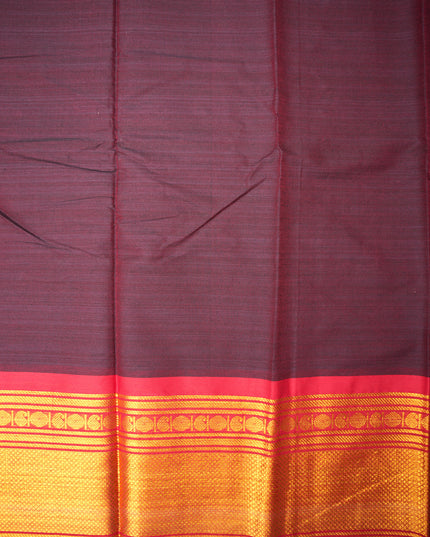 Narayanapet Mercerized Cotton Saree in Rich Wine Maroon with Rich Zari Border | Soft Finish & Lightweight Drape