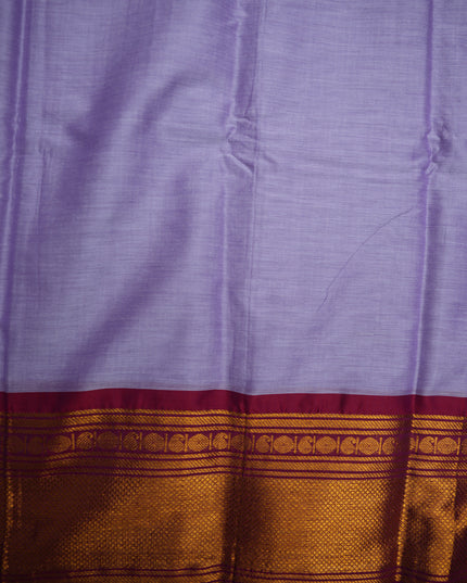 Narayanapet Mercerized Cotton Saree in Elegant Lavender Lilac with Rich Zari Border | Soft Finish & Lightweight Drape