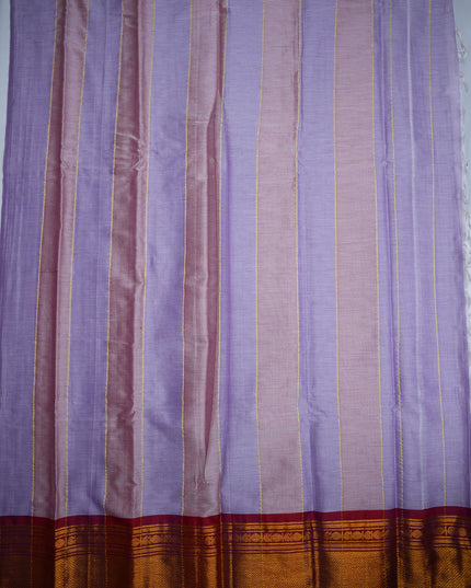 Narayanapet Mercerized Cotton Saree in Elegant Lavender Lilac with Rich Zari Border | Soft Finish & Lightweight Drape