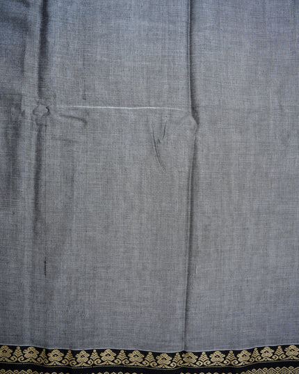 Narayanapet Mercerized Cotton Saree in Elegant Ash Grey with Traditional Woven Border | Soft Finish & Lightweight Drape