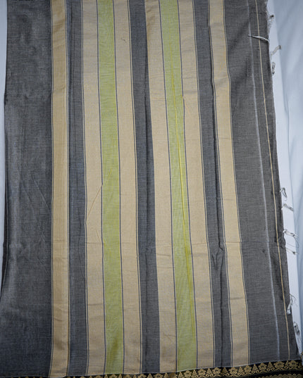 Narayanapet Mercerized Cotton Saree in Elegant Ash Grey with Traditional Woven Border | Soft Finish & Lightweight Drape