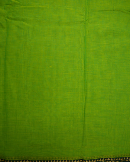 Premium Narayanapet Mercerized Cotton Saree in Vibrant Parrot Green with Elegant Small Border | Soft Finish & Lightweight Drape