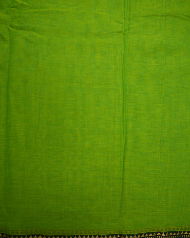 Premium Narayanapet Mercerized Cotton Saree in Vibrant Parrot Green with Elegant Small Border | Soft Finish & Lightweight Drape