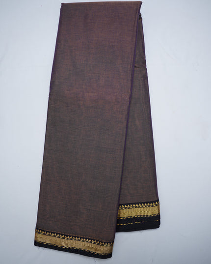 Premium Narayanapet Mercerized Cotton Saree in Smoky Taupe Brown with Elegant Small Border | Soft Finish & Lightweight Drape