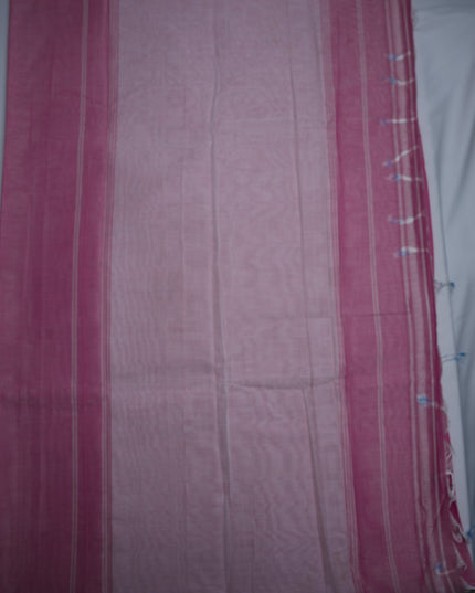 Narayanapet Mercerized Cotton Saree in Elegant Baby Pink with Traditional Small Border | Soft Finish & Lightweight Drape