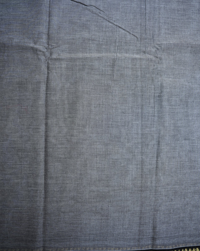 Narayanapet Mercerized Cotton Saree in Elegant Ash Grey with Traditional Small Border | Soft Finish & Lightweight Drape