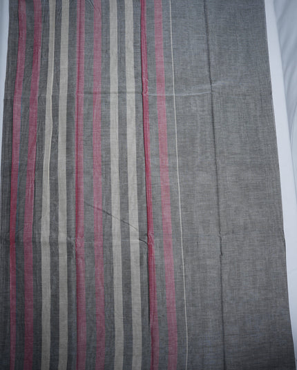 Narayanapet Mercerized Cotton Saree in Elegant Ash Grey with Traditional Small Border | Soft Finish & Lightweight Drape