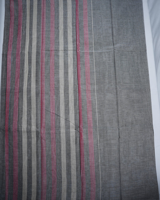 Narayanapet Mercerized Cotton Saree in Elegant Ash Grey with Traditional Small Border | Soft Finish & Lightweight Drape