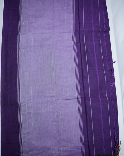 Premium Narayanapet Mercerized Cotton Saree in Royal Purple with Elegant Small Border | Soft Finish & Lightweight Drape