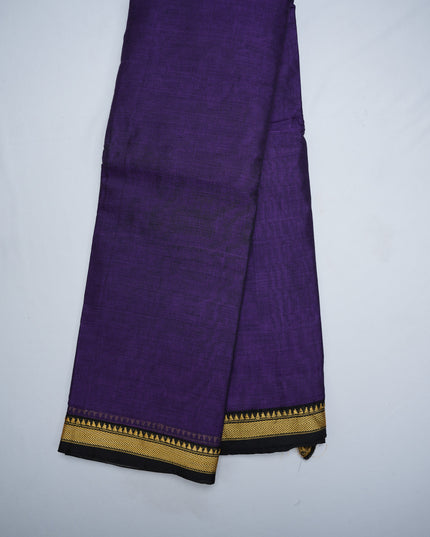 Premium Narayanapet Mercerized Cotton Saree in Royal Purple with Elegant Small Border | Soft Finish & Lightweight Drape