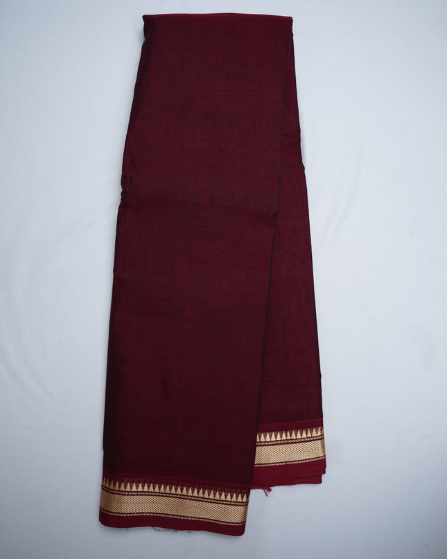 Premium Narayanapet Mercerized Cotton Saree in Deep Emerald Green with Elegant Small Border | Soft Finish & Lightweight Drape