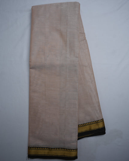 Narayanapet Mercerized Cotton Saree in Elegant Cream Beige with Traditional Small Border | Soft Finish & Lightweight Drape