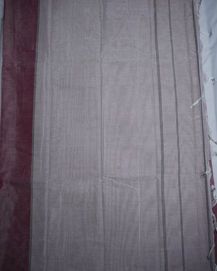 Narayanapet Mercerized Cotton Saree in Elegant Dusty Rose Pink with Traditional Small Border | Soft Finish & Lightweight Drape