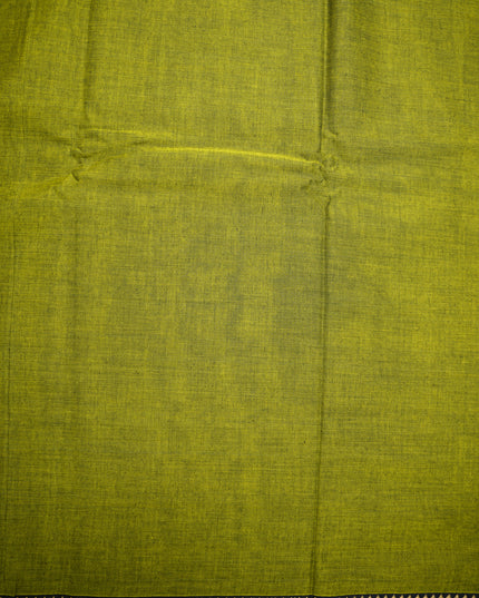 Narayanapet Mercerized Cotton Saree in Elegant Olive Green with Traditional Small Border | Soft Finish & Lightweight Drape