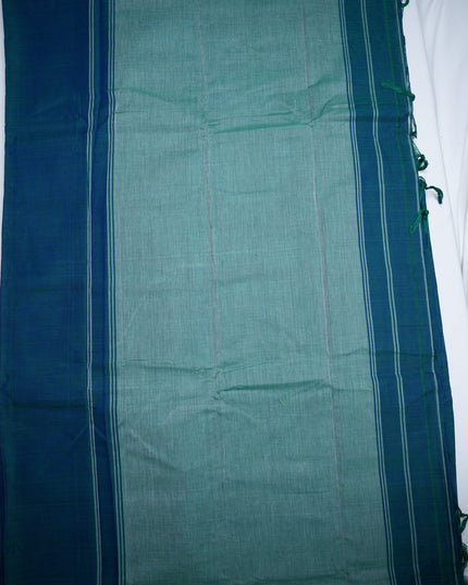 Narayanapet Mercerized Cotton Saree in Elegant Deep Teal Blue with Traditional Small Border | Soft Finish & Lightweight Drape