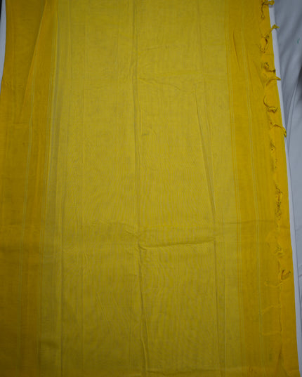 Premium Narayanapet Mercerized Cotton Saree in Bright Mustard Yellow with Elegant Small Border | Soft Finish & Lightweight Drape