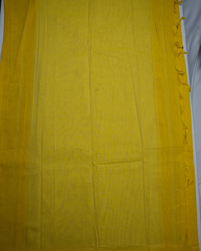 Premium Narayanapet Mercerized Cotton Saree in Bright Mustard Yellow with Elegant Small Border | Soft Finish & Lightweight Drape