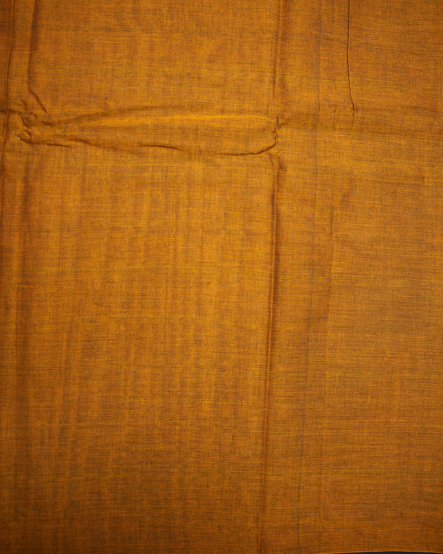 Narayanapet Mercerized Cotton Saree in Elegant Mustard Brown with Traditional Small Border | Soft Finish & Lightweight Drape