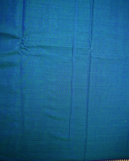 Narayanapet Mercerized Cotton Saree in Elegant Deep Teal Blue with Traditional Small Border | Soft Finish & Lightweight Drape